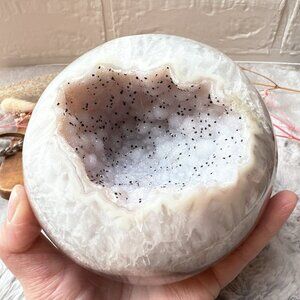 Beautiful Imperfect Large 1.69kg Agate Sphere with Druzy